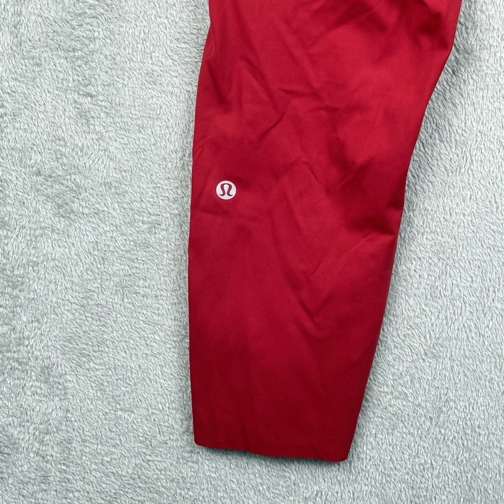 Lululemon Crop Leggings Womens 10 Red Athleisure Activewear Yoga Side Pockets